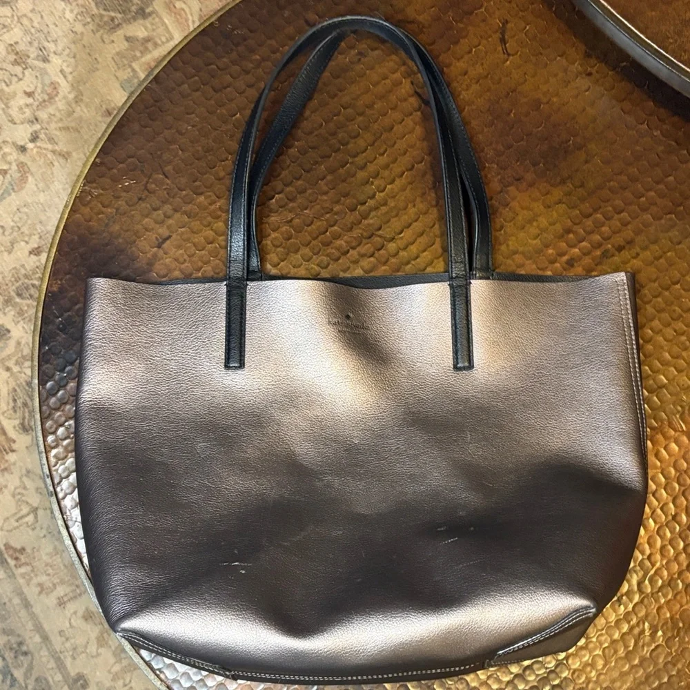 Kate Spade Metallic and Black Reversible Tote